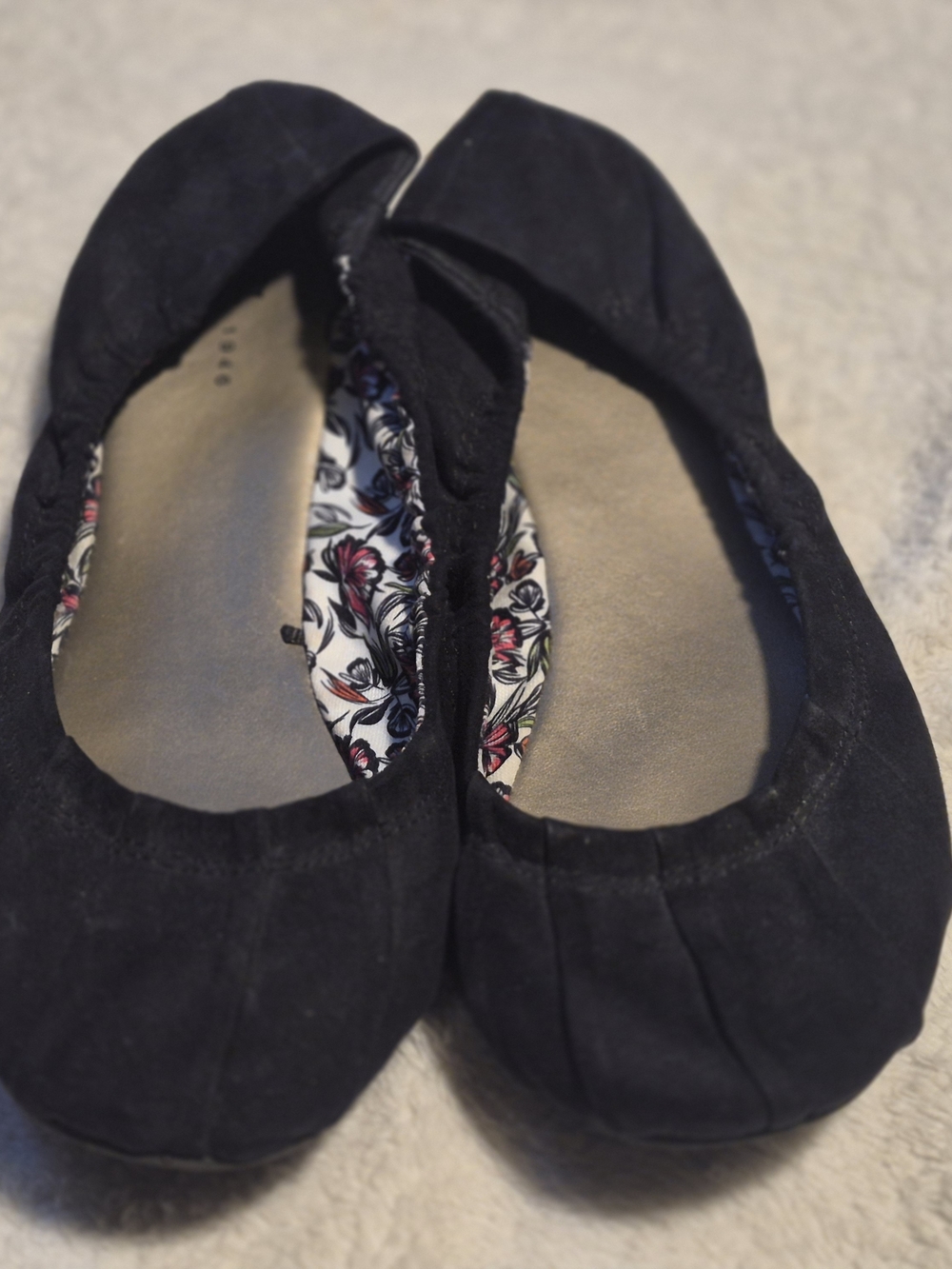 Cato Comfort Black Suede Foldable Ballet Flats Size 9